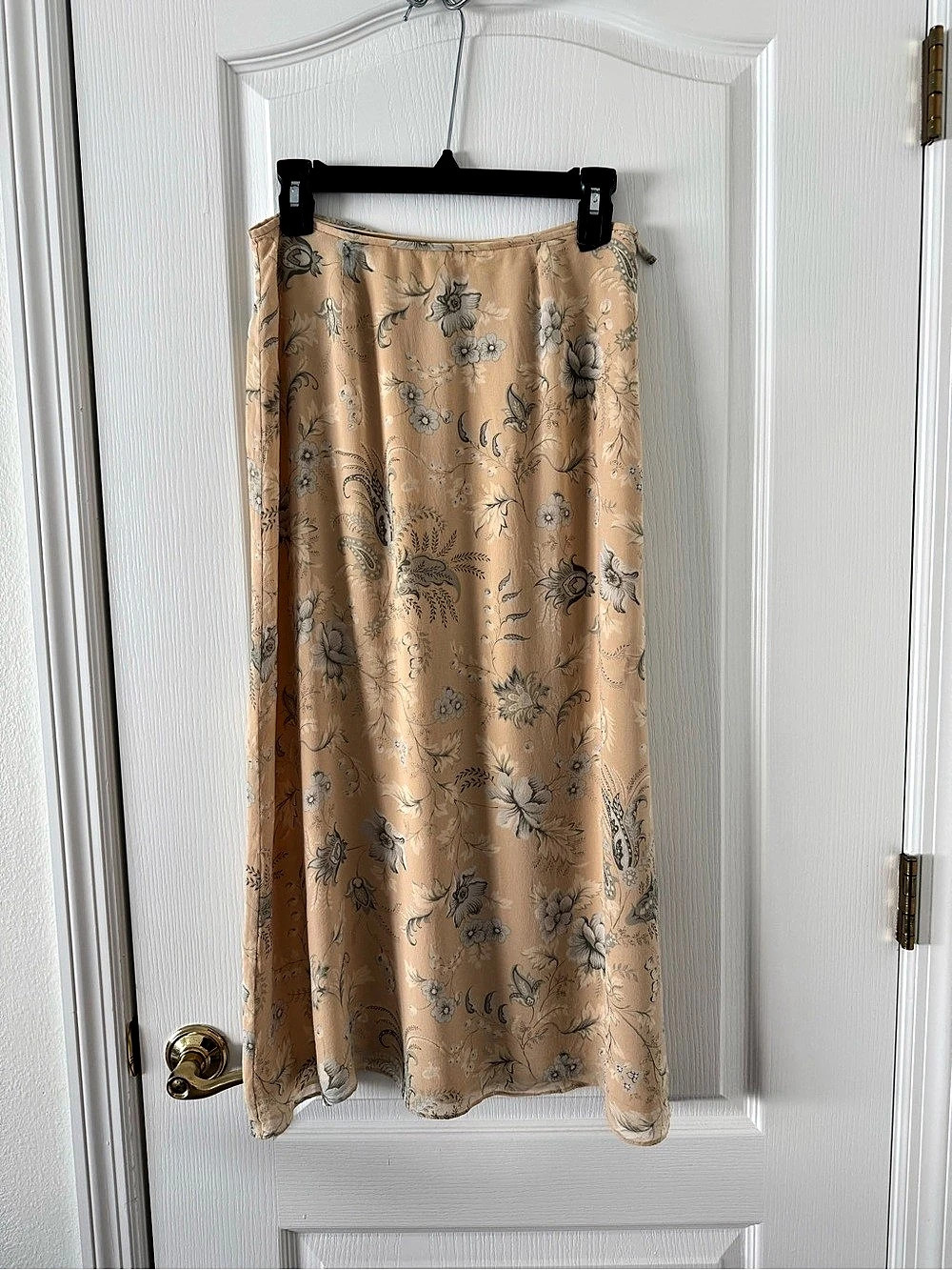Lands' End Floral Silk Midi Skirt Size 10 Like New